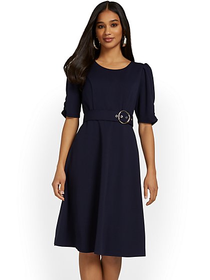 Belted Flare Dress - Magic Crepe® - New York & Company