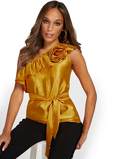 Belted One-Shoulder Top - New York & Company