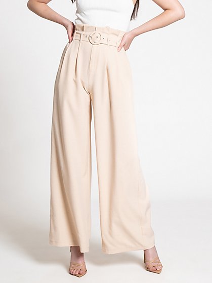 Belted Paperbag Waist Wide-Leg Pant - Jealous Tomato - New York & Company