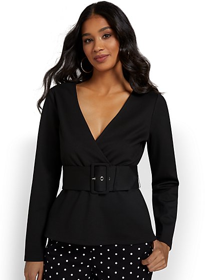 Belted Ponte Top - New York & Company