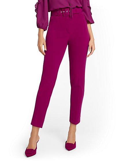 Belted Slim-Leg Ankle Pant - New York & Company