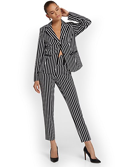Belted Stripe Ankle Pant - New York & Company