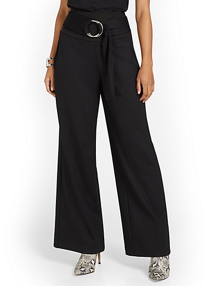 Belted Wide-Leg Ponte Pant - New York & Company