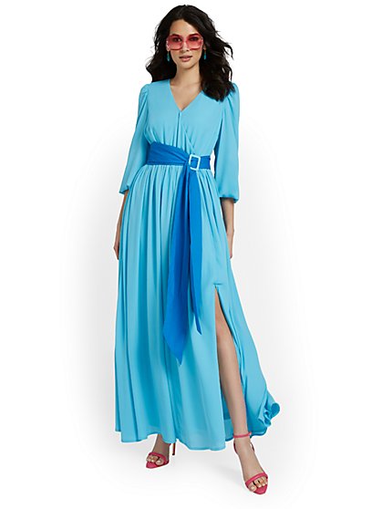 Belted Wrap Maxi Dress - New York & Company
