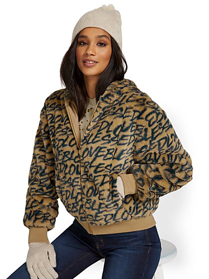 Blessed Reversible Hooded Faux-Fur Jacket - New York & Company
