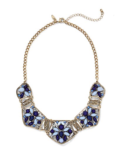 Blue Faux-Stone Collar Necklace - New York & Company