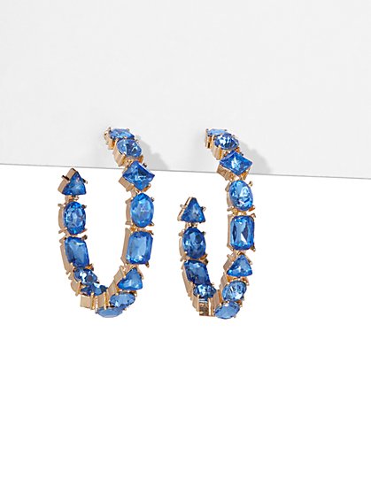 Blue Gemstone Hoop Earrings - New York & Company