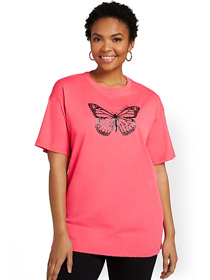 Butterfly Oversized Graphic Tee - New York & Company
