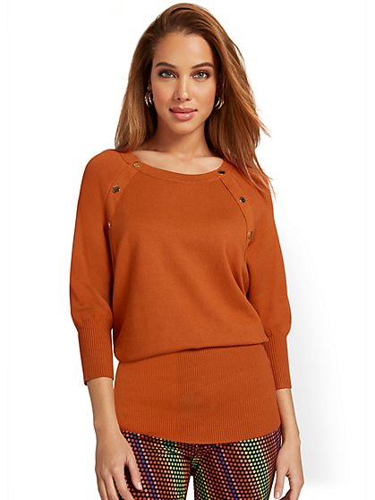 Button-Detail Tunic Sweater - New York & Company