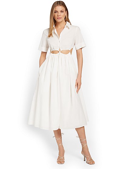 Button-Front Cut-Out Shirtdress - Emory Park - New York & Company