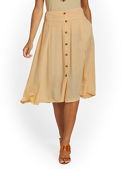 Button-Front Midi Skirt - New York & Company
