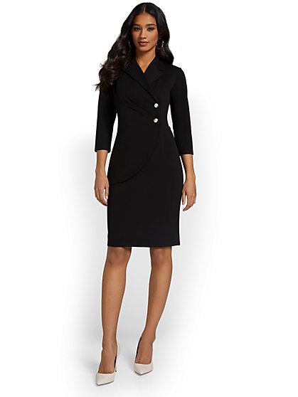 Button-Front Sheath Dress - Magic Crepe® - New York & Company