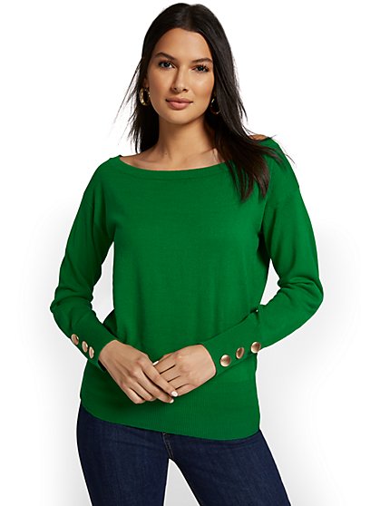 Button-Sleeve Pullover Sweater - New York & Company