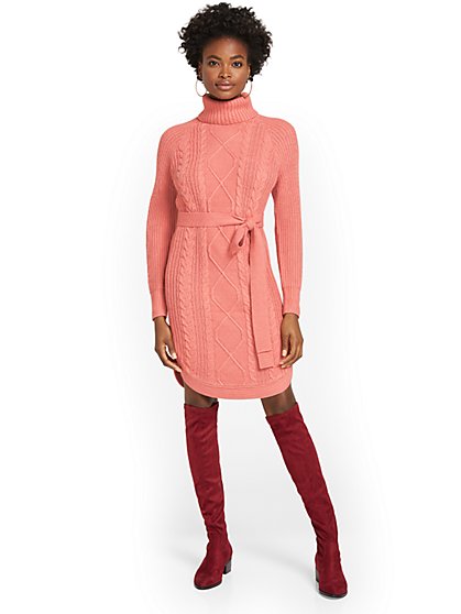 Cable-Front Sweater Dress - New York & Company