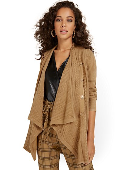 Cable-Knit Flyaway Cardigan - New York & Company