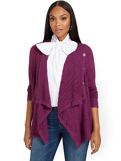 Cable-Knit Flyaway Cardigan - New York & Company