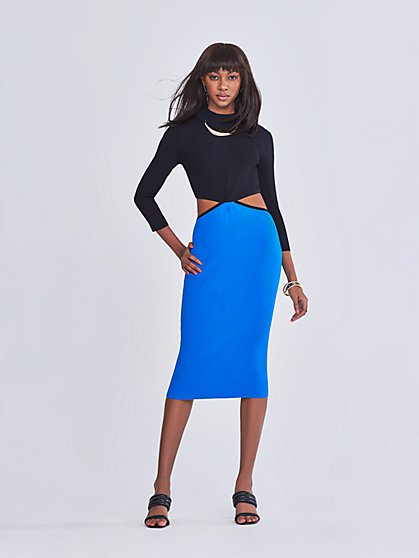 Cayla Two-Tone Cut-Out Sweater Dress - Gabrielle Union Collection - New York & Company