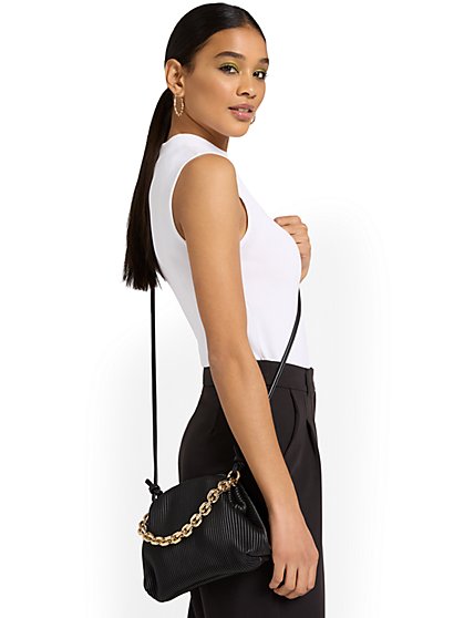Chain-Detail Pleated Shoulder Bag - Urban Expressions - New York & Company