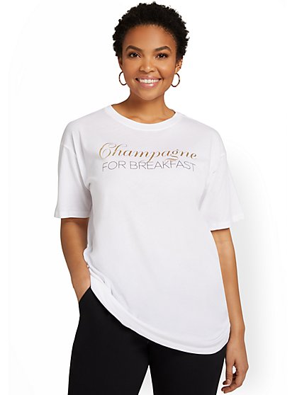 Champagne Oversized Graphic Tee - New York & Company