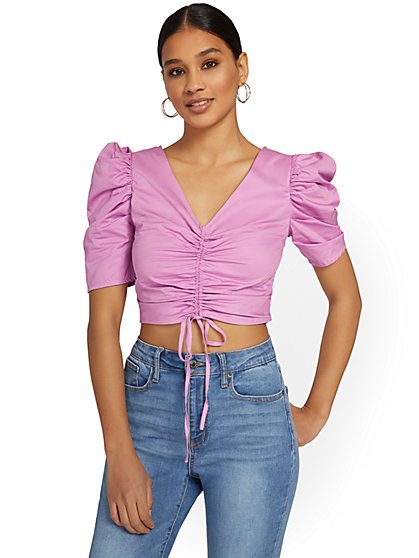 Cinched-Front Puff-Sleeve Top - Do+Be - New York & Company