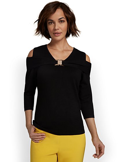 Cold-Shoulder Pullover Sweater - New York & Company