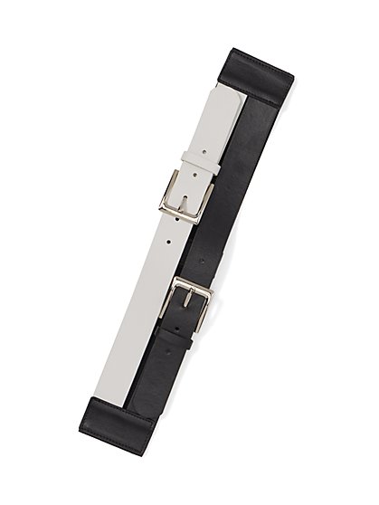 Colorblock Double-Buckle Stretch Belt - New York & Company