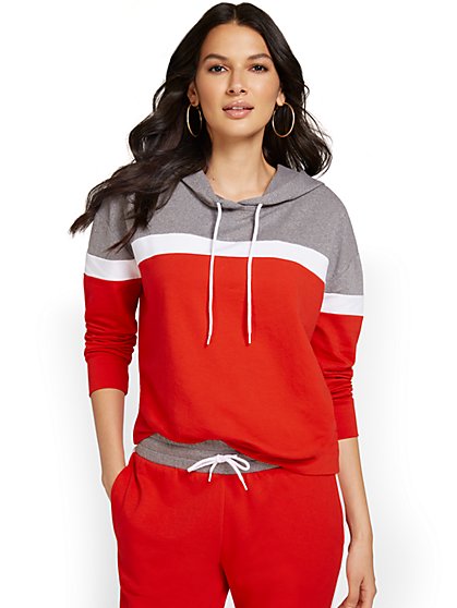 Colorblock French Terry Pullover Hoodie - New York & Company