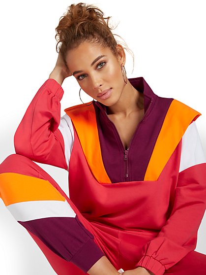 Colorblock French Terry Pullover - New York & Company