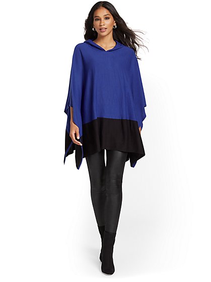 Colorblock Hooded Poncho - New York & Company