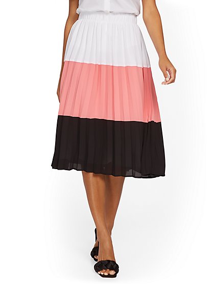 Colorblock Pleated Skirt - New York & Company