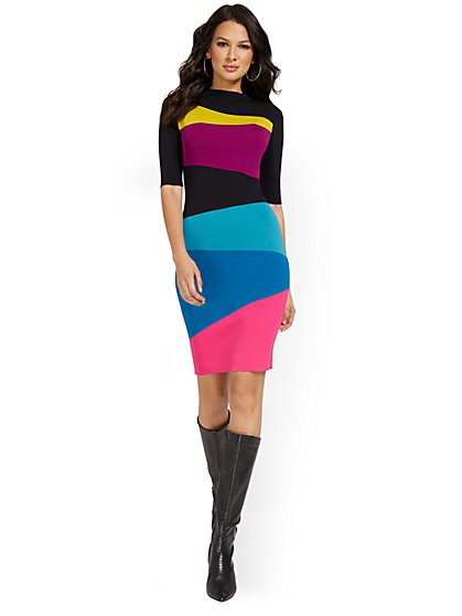 Colorblock Sweater Dress - New York & Company