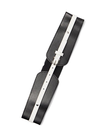 Contrast-Stripe Waist Belt - New York & Company