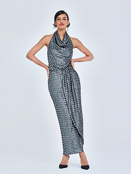 Cowl-Neck Sequin Maxi Dress - Gabrielle Union Collection - New York & Company