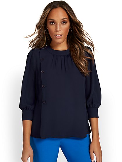 Cuff-Sleeve Button Blouse - New York & Company