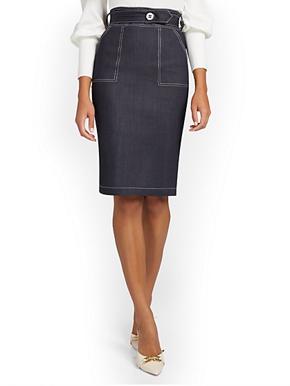 Denim Topstitch Pencil Skirt - New York & Company
