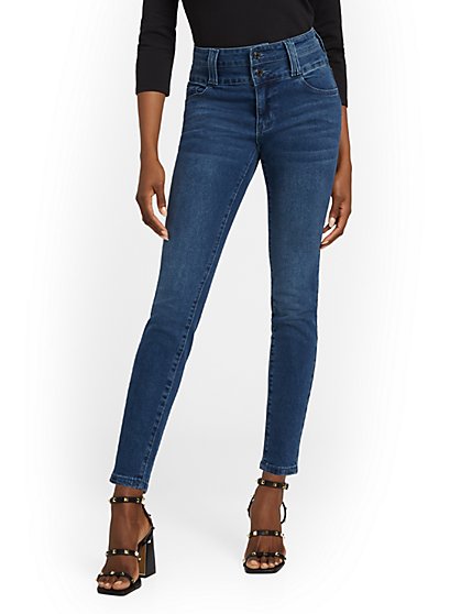 Double-Waistband Skinny Ankle Jeans - New York & Company
