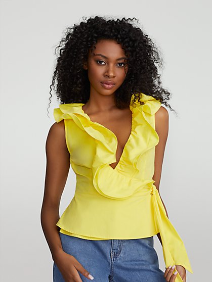 Ebele V-Neck Ruffle Top - Gabrielle Union Collection - New York & Company