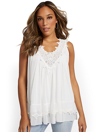 Embroidered Sleeveless Top - New York & Company