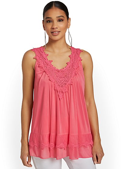 Embroidered Sleeveless Top - New York & Company