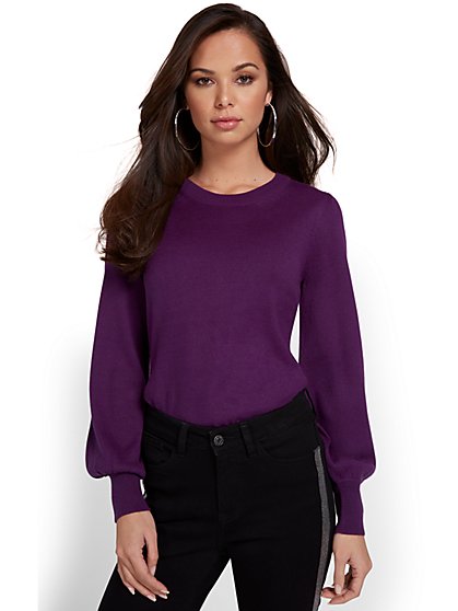 Essential Puff-Sleeve Crewneck Sweater - New York & Company