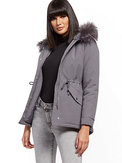 faux fur trim anorak