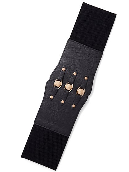Faux-Leather Corset Stretch Belt - New York & Company