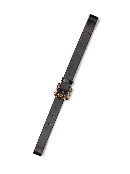 Faux-Leather Embellished-Buckle Belt - New York & Company