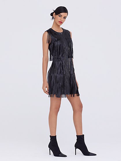 Faux-Leather Fringe Dress - Gabrielle Union Collection - New York & Company