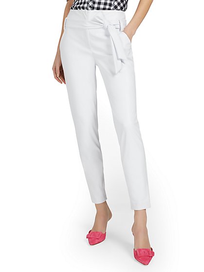 Faux-Leather Madie Paperbag Ankle Pant - New York & Company