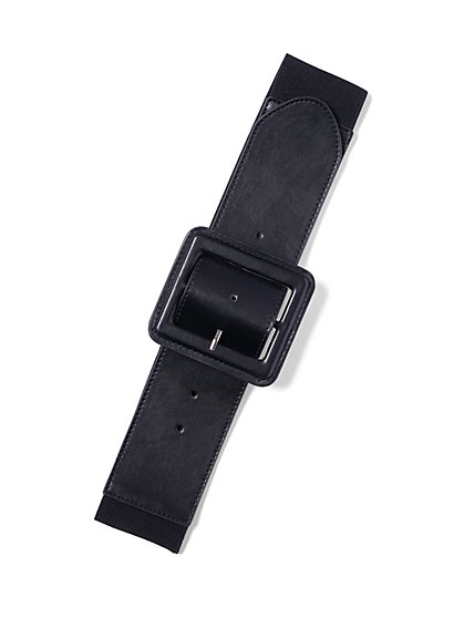 Faux-Leather Square-Buckle Belt - New York & Company
