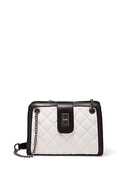 Faux-Leather Two-Tone Quilted Bag - New York & Company