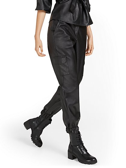 Faux-Leather Utility Jogger Pant - New York & Company