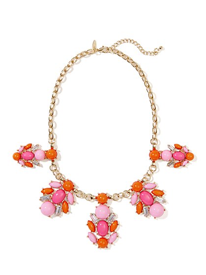 Floral Faux-Stone Bib Necklace