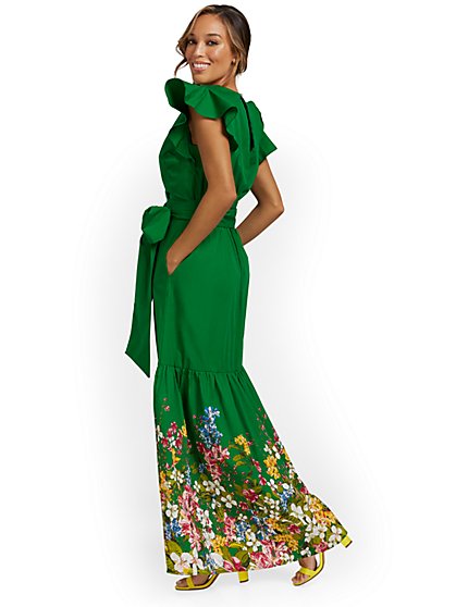 Floral Flutter-Sleeve Maxi Dress - New York & Company